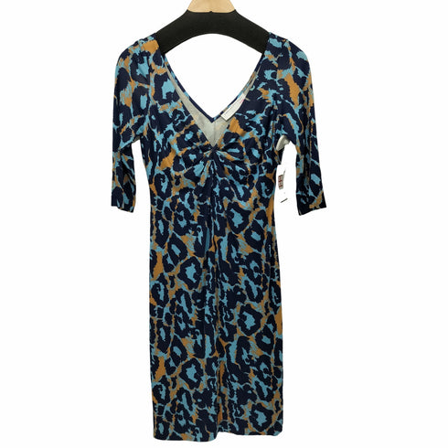 ダイアンフォンファステンバーグ DIANE VON FURSTENBERG 総シルク Vネック総柄タイトワンピース レディース 4