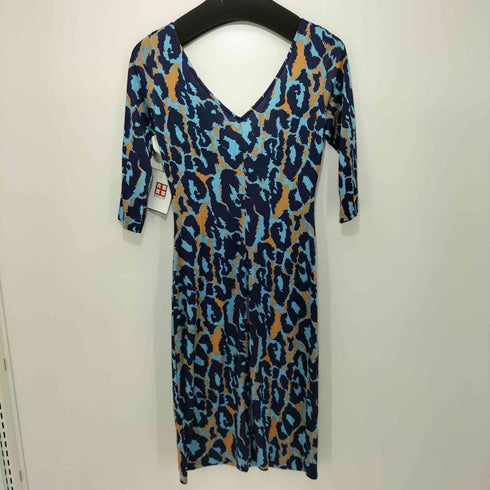 ダイアンフォンファステンバーグ DIANE VON FURSTENBERG 総シルク Vネック総柄タイトワンピース レディース 4