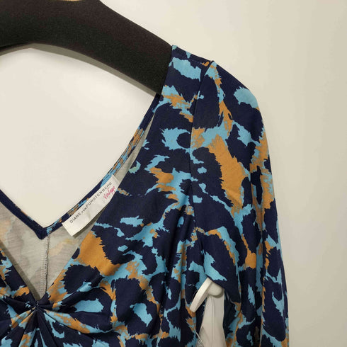 ダイアンフォンファステンバーグ DIANE VON FURSTENBERG 総シルク Vネック総柄タイトワンピース レディース 4