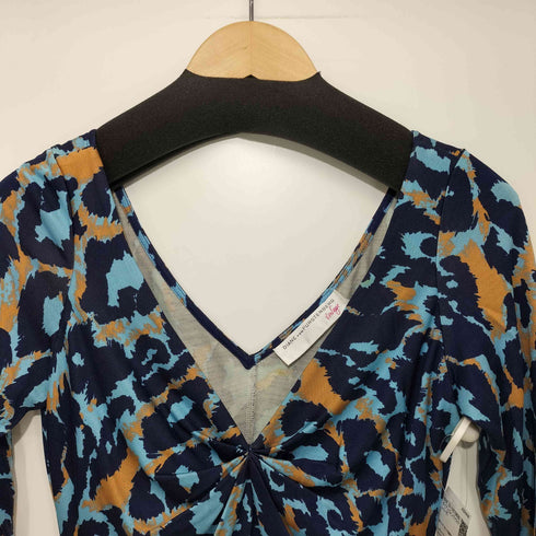 ダイアンフォンファステンバーグ DIANE VON FURSTENBERG 総シルク Vネック総柄タイトワンピース レディース 4
