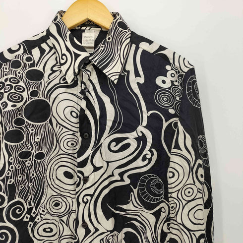 ヴェルサーチ VERSACE ドナテラ期 総柄 L/S オープンカラー シルク シャツ メンズ
