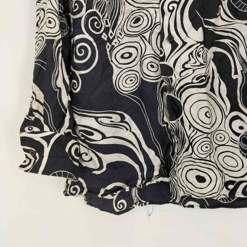 ヴェルサーチ VERSACE ドナテラ期 総柄 L/S オープンカラー シルク シャツ メンズ