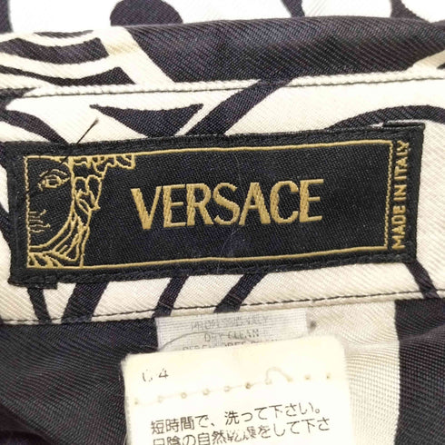 ヴェルサーチ VERSACE ドナテラ期 総柄 L/S オープンカラー シルク シャツ メンズ