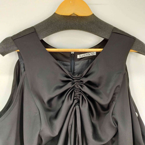 ランデブー randeboo Sensual shiring dress ギャザーリボン 肩だしワンピース サテン調 レディース FREE
