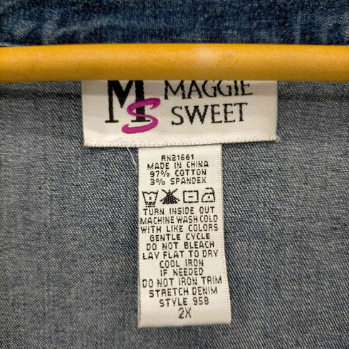 MAGGIE SWEET 90S ビジュ装飾 2B デニムテーラードジャケット レディース 2X