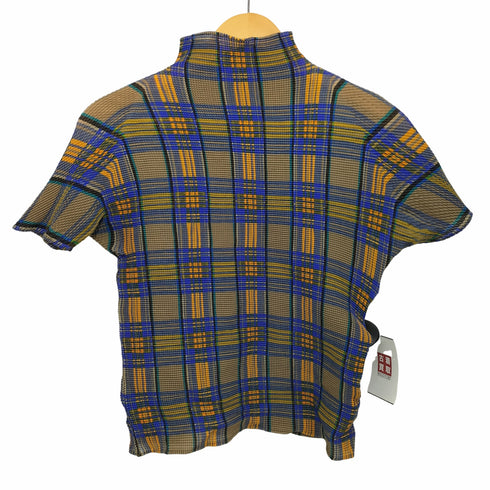 T. ISSEY MIYAKE PLEATS 90-2000s タータンチェック ワッフルプリーツ ボトルネック カットソー レディース JPN:3