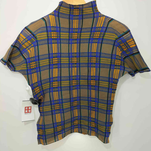T. ISSEY MIYAKE PLEATS 90-2000s タータンチェック ワッフルプリーツ ボトルネック カットソー レディース JPN:3