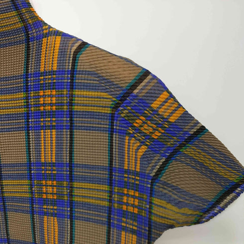 T. ISSEY MIYAKE PLEATS 90-2000s タータンチェック ワッフルプリーツ ボトルネック カットソー レディース JPN:3