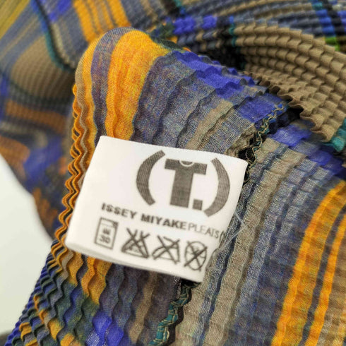 T. ISSEY MIYAKE PLEATS 90-2000s タータンチェック ワッフルプリーツ ボトルネック カットソー レディース JPN:3
