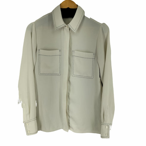 ザラ ZARA コントラスト トップステッチ シャツ レディース import:S