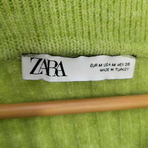 ザラ ZARA スキッパー リブニットポロシャツ レディース import:M