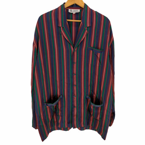 LHOMME MODERNE ストライプ シルクパジャマシャツ メンズ import:XL
