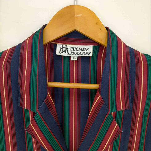 LHOMME MODERNE ストライプ シルクパジャマシャツ メンズ import:XL