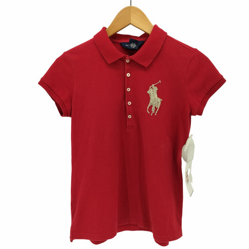 ラルフローレン RALPH LAUREN ビーズ ビッグポニー 刺繍 S/S ポロシャツ レディース import:L