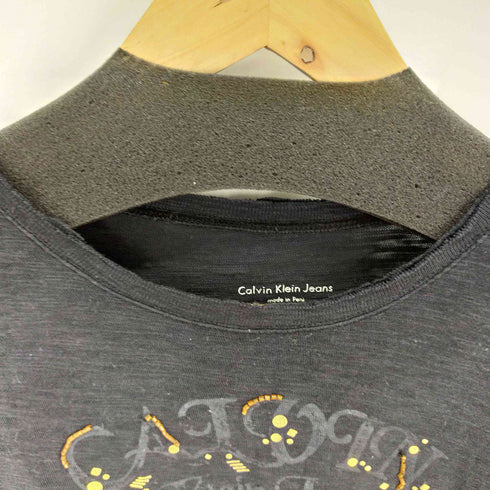 カルバンクラインジーンズ Calvin Klein Jeans ビーズ装飾 チビTシャツ タイトTシャツ レディース JPN:M