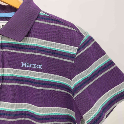 marmot mountain limited ロゴ刺繍 ボーダー S/S ポロシャツ レディース JPN:L
