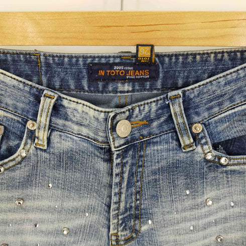 IN TOTO JEANS 00S ローライズフレアデニムパンツ ラインストーン Y2K レディース 26