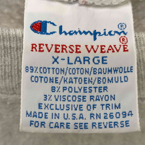 チャンピオン Champion USA製 刺繍タグ REVERSE WEAVE 目無し スウェット メンズ import:XL