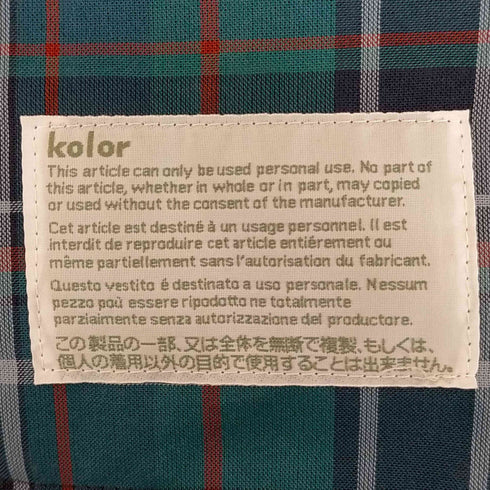 カラー kolor PVC切替チェック コート メンズ JPN:2