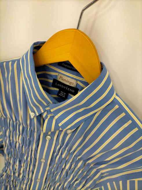 ランズエンド lands'end flamingo フロントフリルリメイクストライプ BDシャツ レディース 15 1/2-32
