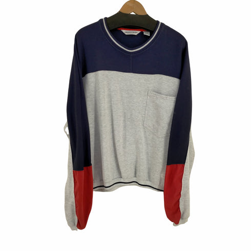 ピエールカルダン pierre cardin 90s フロントビッグポケット ポリレーヨンコットン マルチカラー ラグランスウェット メンズ import:XL