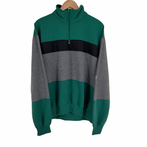 ピューリタン PURITAN 90s 裏起毛 マルチカラーボーダー ハーフジップスウェット メンズ import:L
