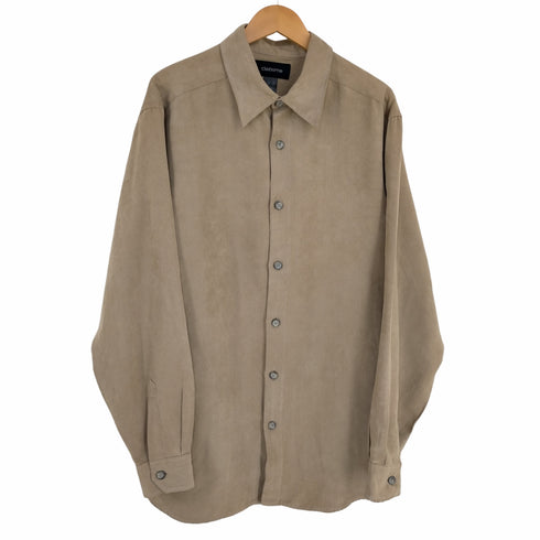 クレイボーン Claiborne フェイクスウェード ストライプ L/Sシャツ メンズ import:XL