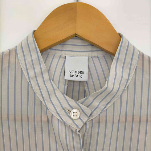 ノンブルアンペール NOMBRE IMPAIR ノーカラーシアーストライプシャツ レディース FREE