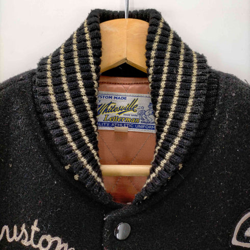 ホワイツビル Whitesville CUSTOM FIT 刺繍 袖ワッペン レザー切替 ウールスタジャン メンズ US:38
