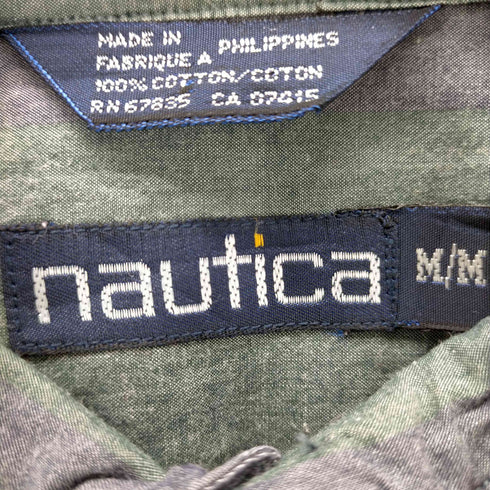 ノーティカ NAUTICA 90s ロゴ刺繍 ストライプ柄 長袖シャツ メンズ import:M