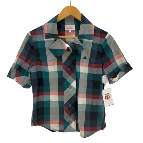 ヴィヴィアンウエストウッドレッドレーベル Vivienne Westwood RED LABEL オーブ刺繍 ドットストライプ丸襟シャツ レディース JPN:M