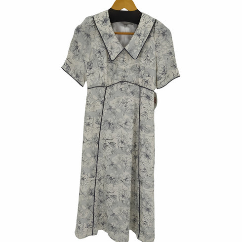 トッコクローゼット tocco closet コード切り替え襟付きラインフラワープリントワンピース レディース JPN:M