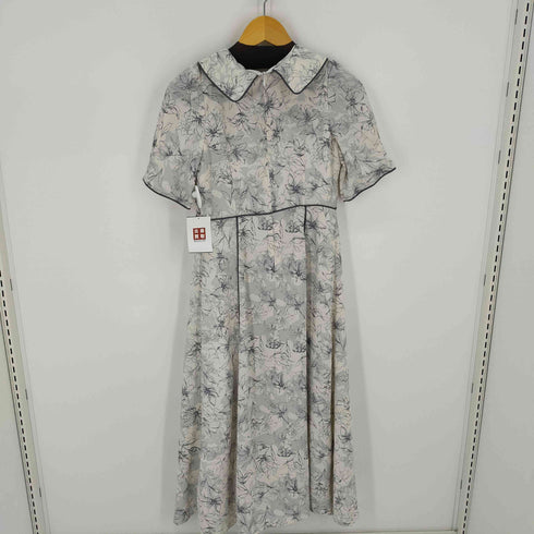 トッコクローゼット tocco closet コード切り替え襟付きラインフラワープリントワンピース レディース JPN:M
