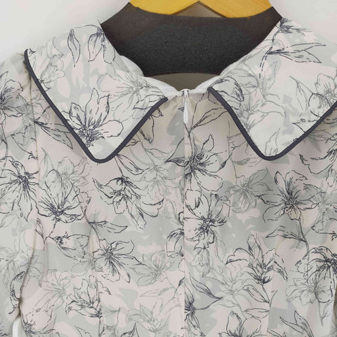 トッコクローゼット tocco closet コード切り替え襟付きラインフラワープリントワンピース レディース JPN:M
