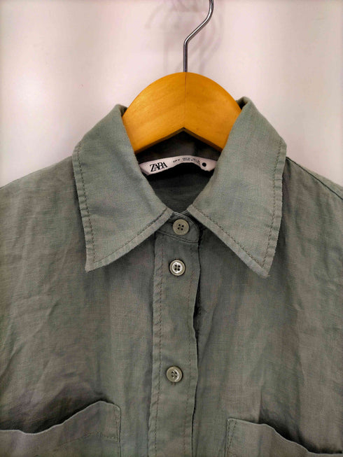 ザラ ZARA リネン混 L/S シャツ レディース import:M
