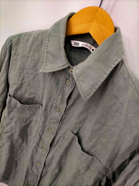 ザラ ZARA リネン混 L/S シャツ レディース import:M