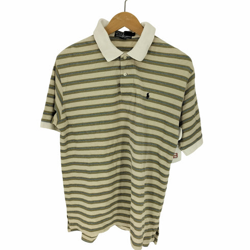 ポロバイラルフローレン Polo by RALPH LAUREN USA製 ポニー刺繍 ボーダー S/S ポロ シャツ メンズ import:L