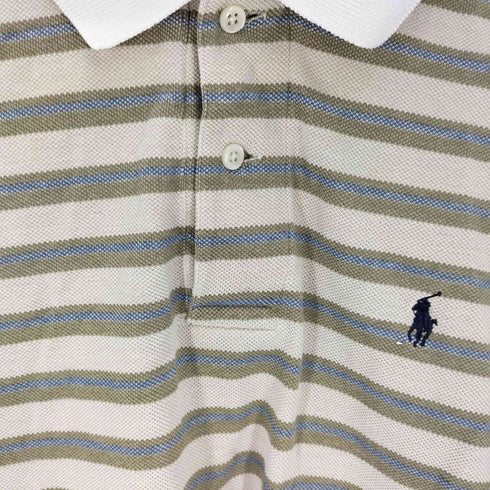 ポロバイラルフローレン Polo by RALPH LAUREN USA製 ポニー刺繍 ボーダー S/S ポロ シャツ メンズ import:L