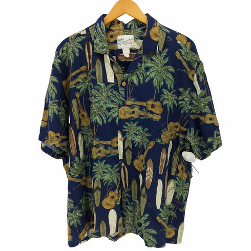ダイヤモンドヘッド DIAMOND HEAD 90S ウクレレ サーフボード 総柄 レーヨン アロハ シャツ メンズ import:XL