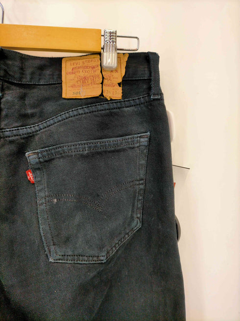 リーバイス Levis 90S 501 ユーロ 後染めブラックデニム カットオフ ボタン裏252刻印 97年製 メンズ 34×36