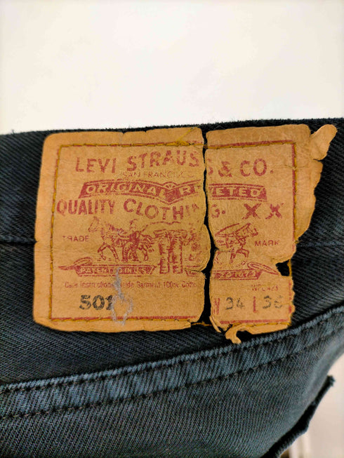 リーバイス Levis 90S 501 ユーロ 後染めブラックデニム カットオフ ボタン裏252刻印 97年製 メンズ 34×36