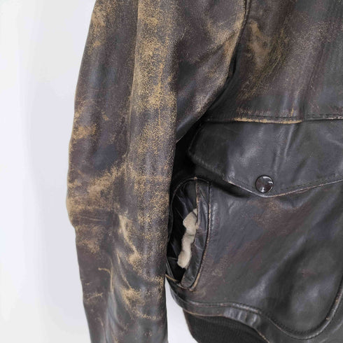 ショット Schott 70-80S I.S.674.M.S G-1 裏 襟 ボア レザー FLIGHT JACKET フライトジャケット TALONジップ メンズ