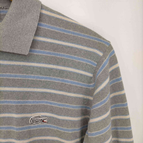 シュミーズ ラコステ CHEMISE LACOSTE 70-80s スペイン製 ロゴ刺繍 ボーダー長袖ポロシャツ メンズ 4
