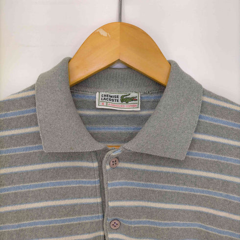 シュミーズ ラコステ CHEMISE LACOSTE 70-80s スペイン製 ロゴ刺繍 ボーダー長袖ポロシャツ メンズ 4