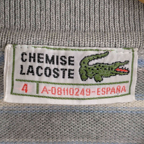 シュミーズ ラコステ CHEMISE LACOSTE 70-80s スペイン製 ロゴ刺繍 ボーダー長袖ポロシャツ メンズ 4