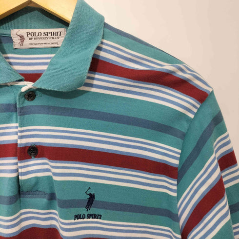 ポロスピリット POLO SPIRIT ロゴ刺繍 ボーダー ポロシャツ メンズ import:L