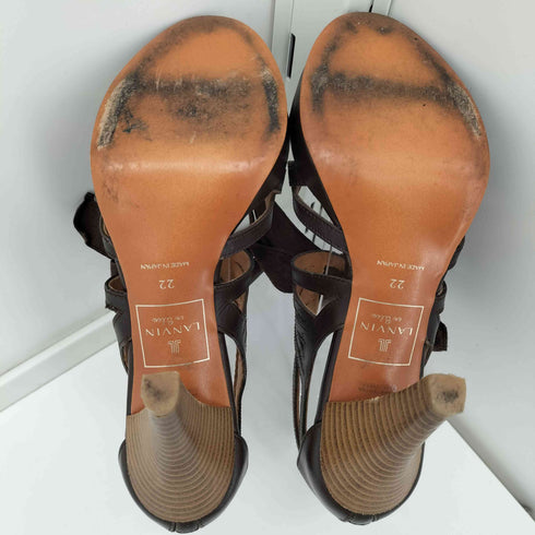 ランバンオンブルー LANVIN en Bleu バックジップ リボン ヒールサンダル レディース JPN:22