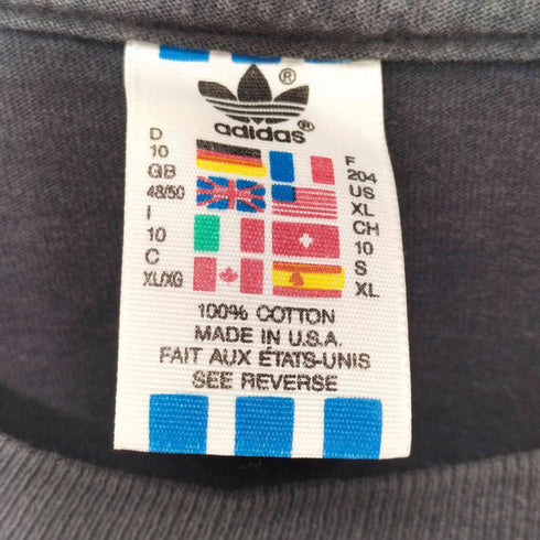 アディダス adidas 90S USA製 万国旗 両面プリント トレフォイルロゴ クルーネックTシャツ メンズ import:XL