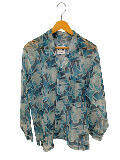 ザラ ZARA 幾何学柄メッシュ L/S シャツ メンズ import:M