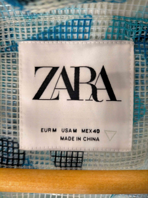 ザラ ZARA 幾何学柄メッシュ L/S シャツ メンズ import:M